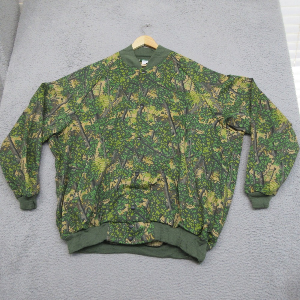 Vtg Bushlan Camo Jacket Men XL Green Brush Camo Hunting Gorpcore Western Utility